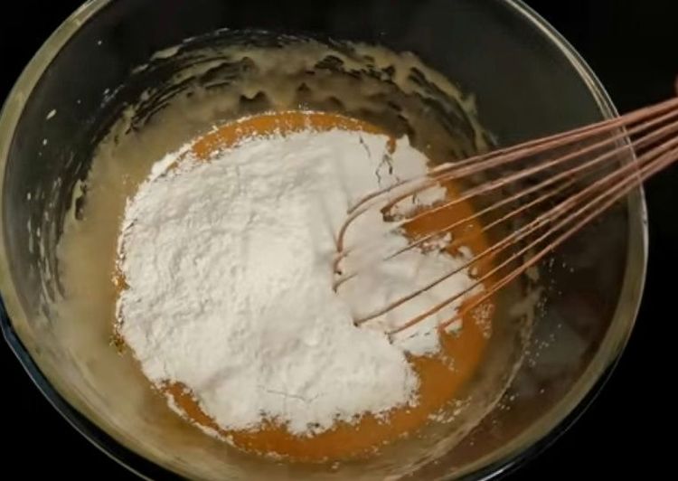 Step 4.1: Add salt, baking soda, corn flour, and all-purpose flour to the wet mixture