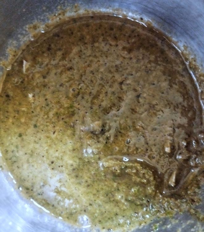 Step 3.2: Grind the green peppercorns using a blender and blend it nicely by adding enough water