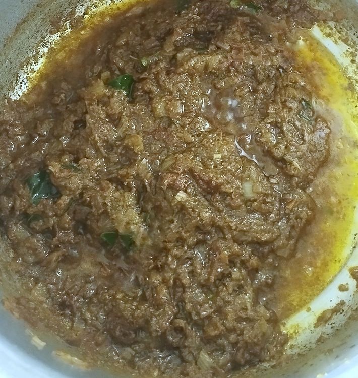 Step 3.2: Add this to the sautéed onion-tomato mixture and sauté until the aroma releases