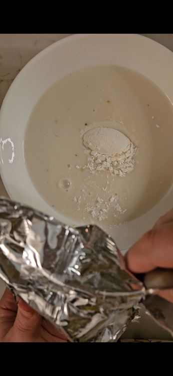 Step 4.1: In a small bowl, whisk the flour or cornstarch with almond milk to create a slurry