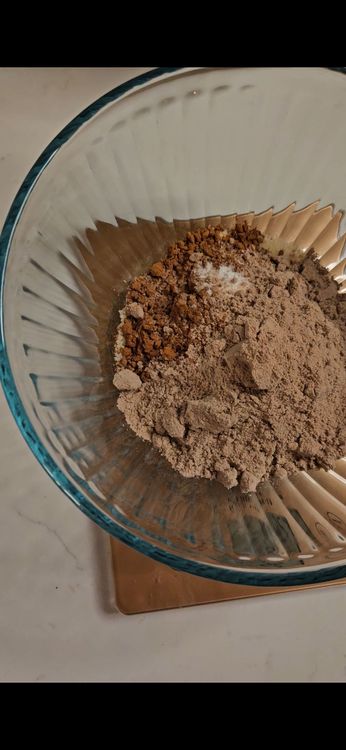 Step 1.1: In a separate bowl, whisk together the almond flour, chocolate whey protein, baking powder, baking soda, and salt