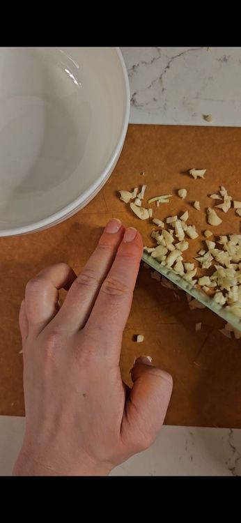 Step 1.1: Mince the garlic and ginger