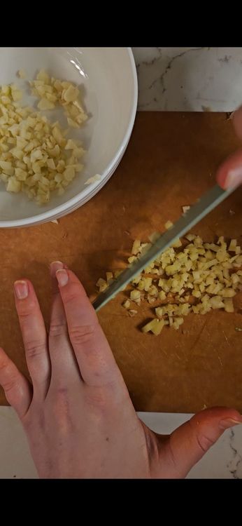 Step 1.2: Mince the garlic and ginger