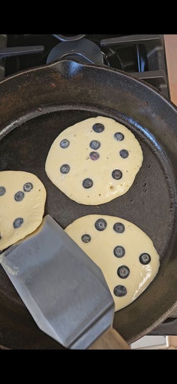 Step 2.1: Pour a portion of the batter onto the skillet