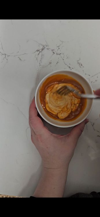 Step 3.1: In a bowl, mix buffalo sauce and Greek yogurt until smooth