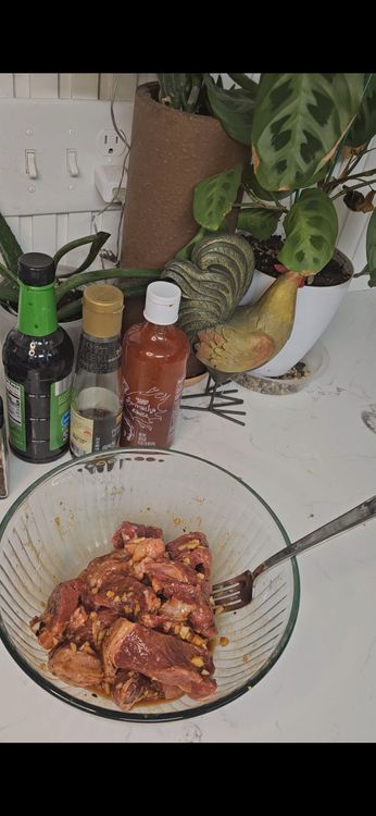 Step 2.1: Cut the steak into strips and let them sit in the marinade for at least 15 minutes