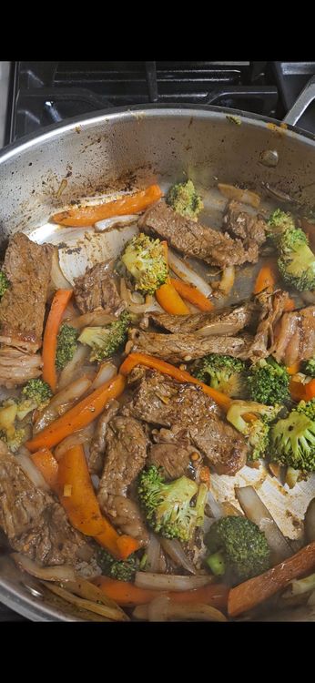 Step 3.2: Add the steak strips back to the pan and pour over any remaining marinade