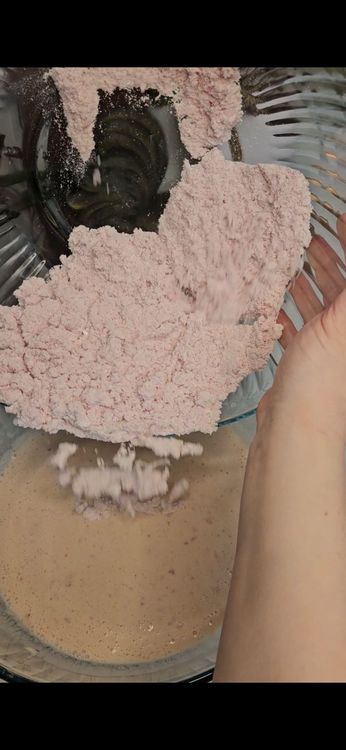 Step 1.1: Gradually add the wet ingredients to the dry ingredients, stirring until just combined