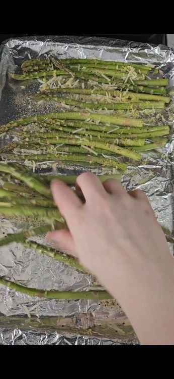 Step 1.1: Mix everything together until the asparagus is evenly coated