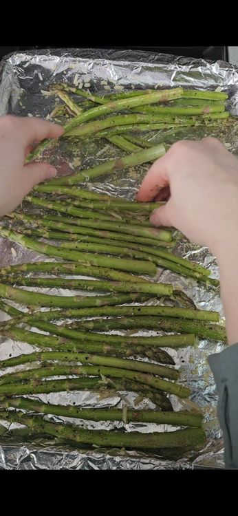 Step 1.2: Mix everything together until the asparagus is evenly coated