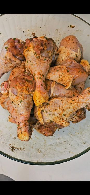 Step 1.1: Rub the chicken drumsticks with paprika, dried parsley, salt, and black pepper