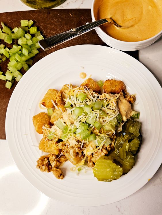 Buffalo Chicken Tater Tot Bowl recipe