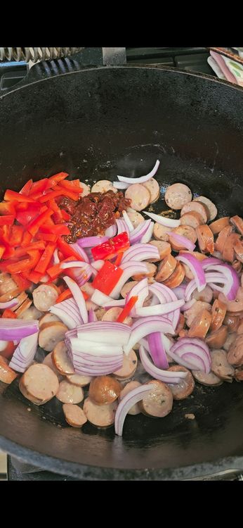 Step 1.1: Add the diced onion, bell pepper, and chopped chipotle pepper