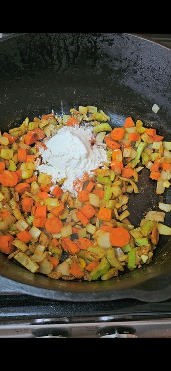 Step 1.1: Stir in the flour and cook for 2-3 minutes to reduce raw flour taste