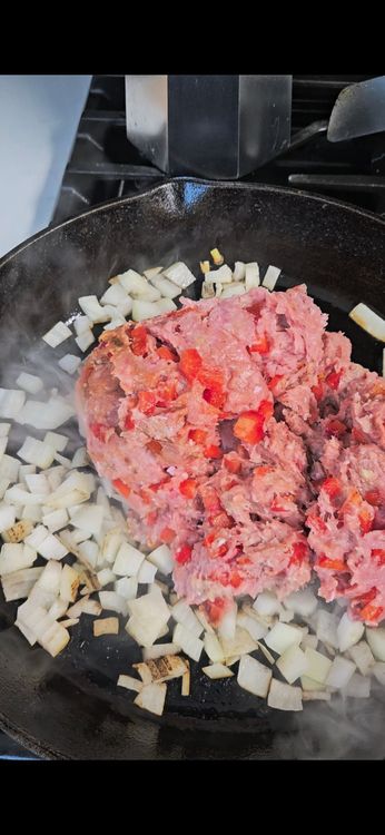 Step 1.1: Add in turkey sausage mixture and cook until browned