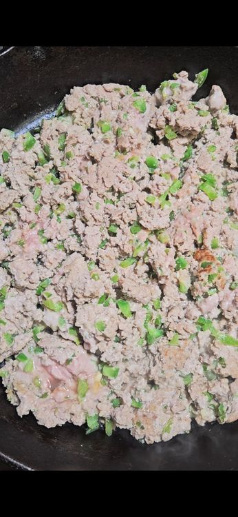 Step 1.2: Mix all components of the meat mixture together and cook the ground turkey in a large pan over medium heat until browned
