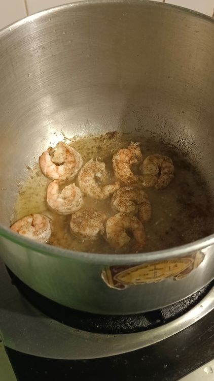 Step 1.1: Cook the shrimps in butter and set aside when done
