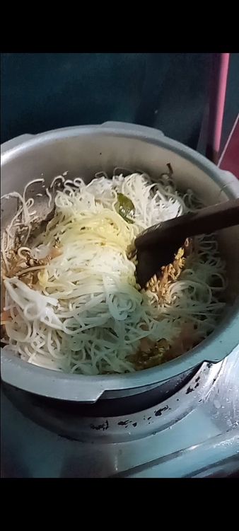 Step 3.2: Add the cooked noodles to the pan, and mix everything together