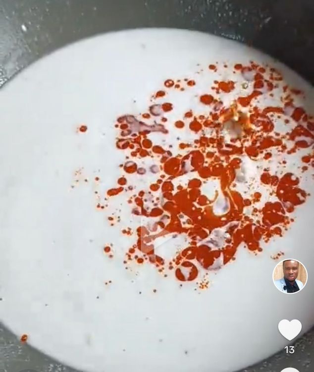 Step 1.1: Grease a frying pan with palm oil