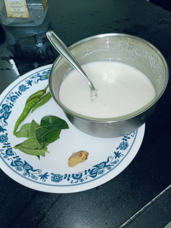 Step 1.1: Next, take a medium sized bowl and pour in the fermented rice batter