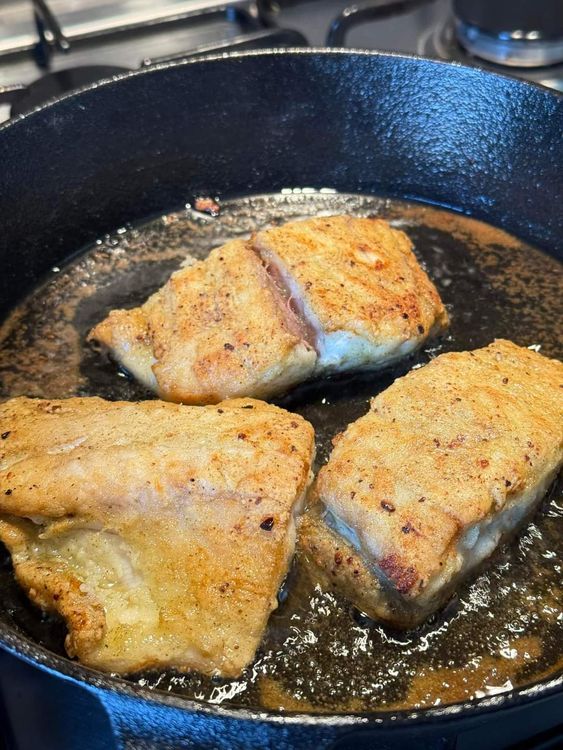 Step 1.1: Heat oil in a non-stick pan and brown the fish