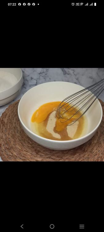 Step 1.1: In another bowl, beat the eggs and sugar until well combined
