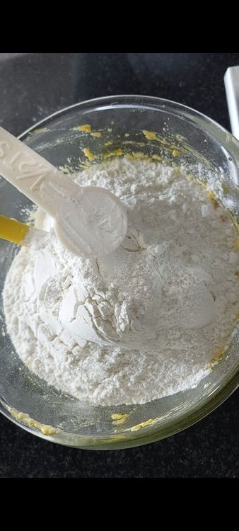 Step 1.2: Add all purpose flour and baking powder