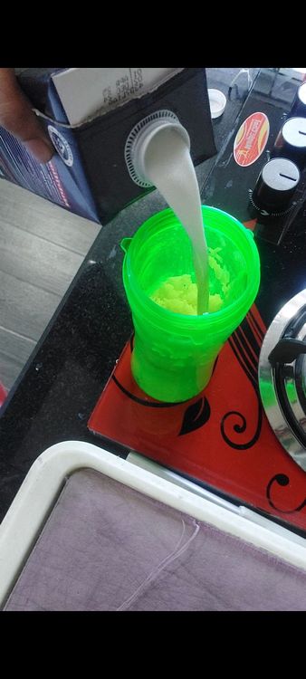 Step 1.2: Mash with spoon or in blender with **milk**