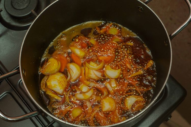 Step 1.1: Add the chopped onions, garlic, and ginger to the oil