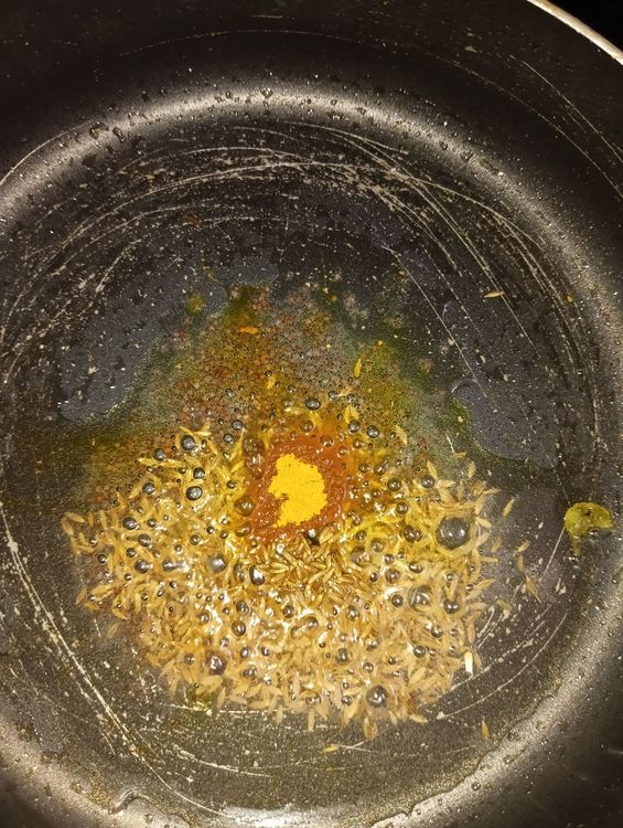 Step 1.1: Add mustard seeds and jeera