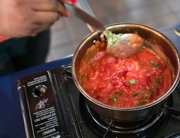 Step 2.1: Add the tomato paste & cook for 2 min