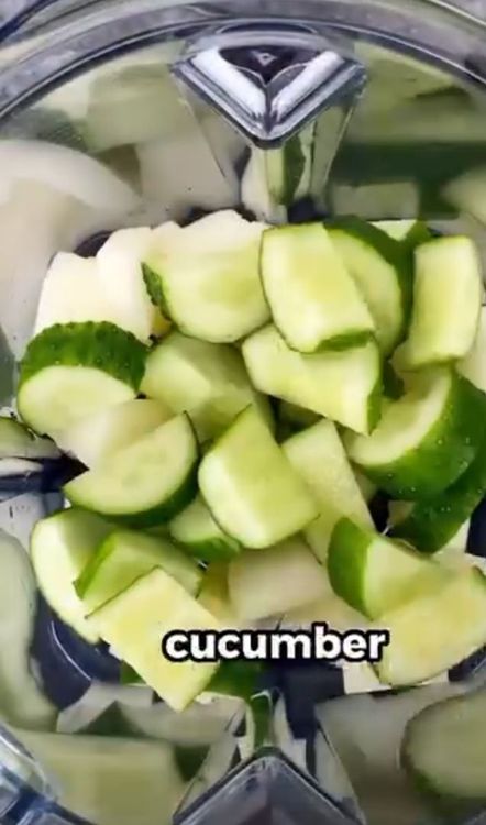 Step 1.1: In a blender, combine the cucumber, mint leaves, apple, honey, avocado, and ice