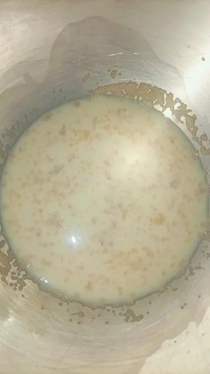 Step 1.1: Add milk, sugar, and yeast in a bowl of a stand mixer or regular bowl and allow to rest for 5 minutes