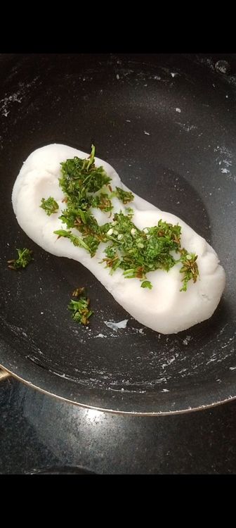Step 1.1: Add this masala to the leftover Modak rice dough 