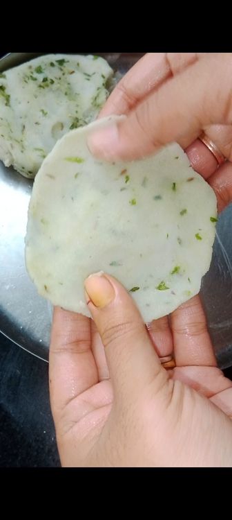 Step 2.2: Now make small balls and flattened using palm and fingers with a thickness of 1/2cm