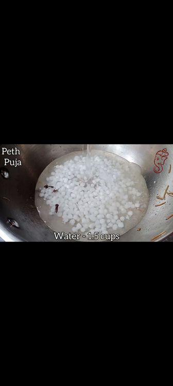Step 1.2: Heat 1 tbsp ghee in the same pan and add cloves with soaked Sabudana , few saffron strands, 1/2 cup water & roasted vermicelli