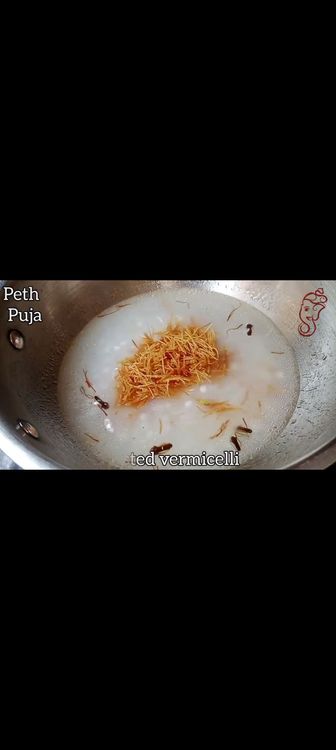Step 1.4: Heat 1 tbsp ghee in the same pan and add cloves with soaked Sabudana , few saffron strands, 1/2 cup water & roasted vermicelli