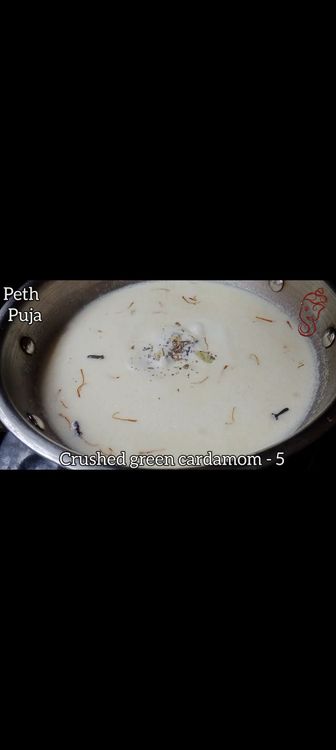Step 1.2: Once vermicelli cooks , add full cream milk and crushed cardamom pods