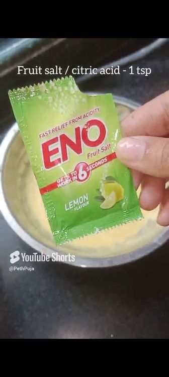 Step 1.1: Add eno or baking soda to the batter , mix few seconds and immediately pour in the container