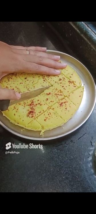 Step 1.2: After 5 min , cut from the sides, remove in another plate and then cut into squares (size as per your choice)