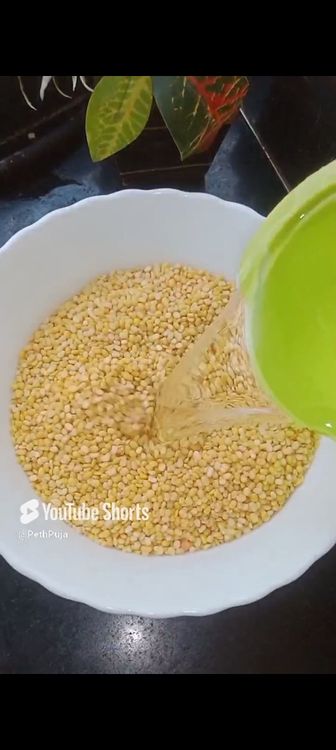 Step 1.1: Wash and soak moong dal in 1 cup water for 15- 20min