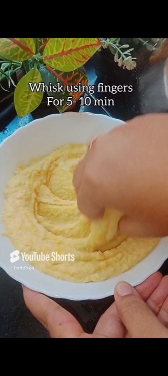 Step 1.2: Add turmeric and salt and beat the batter using fingers for 5-7 min