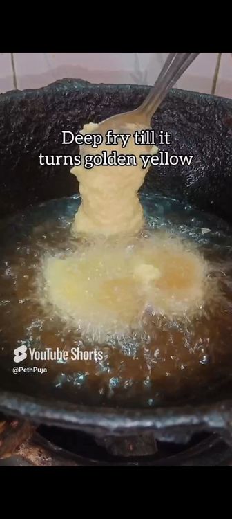 Step 1.1: Heat oil and fry into small to medium size balls
