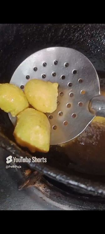 Step 1.2: Heat oil and fry into small to medium size balls