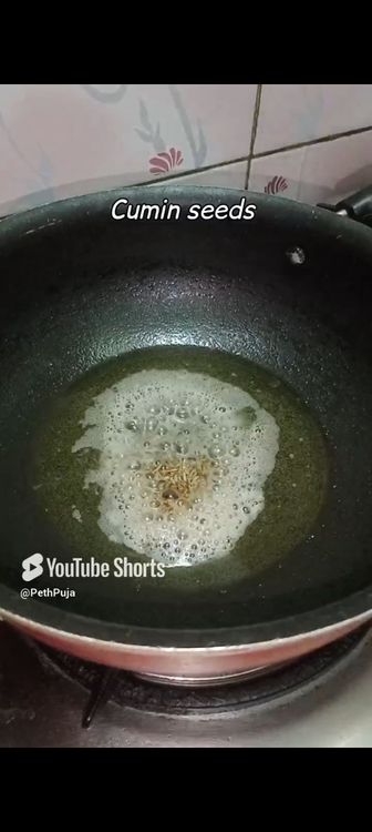 Step 1.1: Heat oil in a pan , crackle some cumin seeds