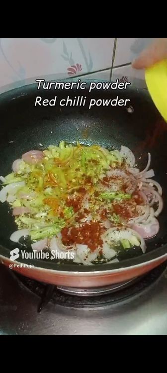 Step 1.1: Next add basic masala available at home like turmeric and red chilli powder