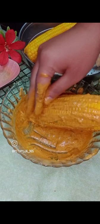 Step 2.1: Apply this marination on the sweet corn