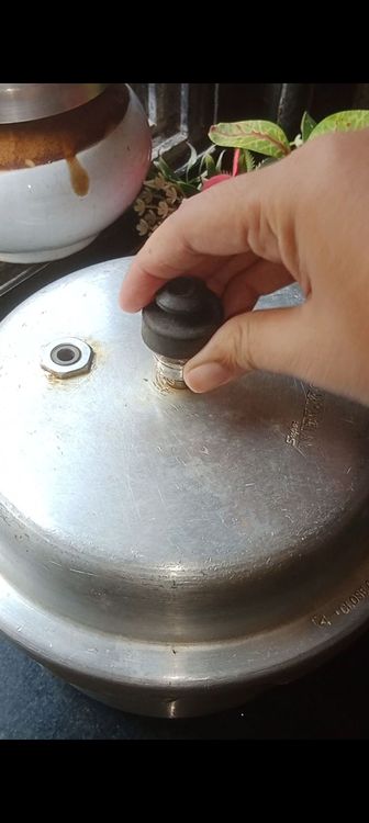 Step 1.1: Place the Cooker on gas top and Pressure cook for 5-6 whistles