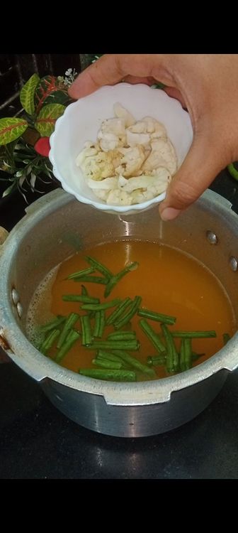 Step 1.2: Add all the veggies one by one as mentioned in the ingredients section from french beans - tomato