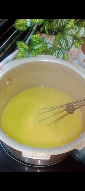 Step 1.1: Whisk the pressure cooked dal and add onto the tadka